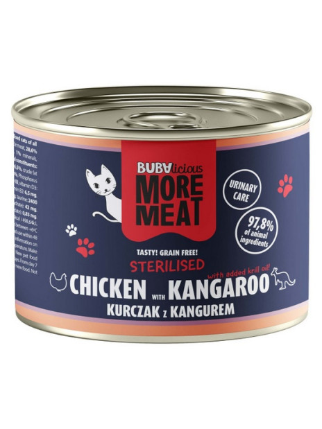 BUBAlicious Kot More Meat Sterilised kurczak i kangur puszka 185g