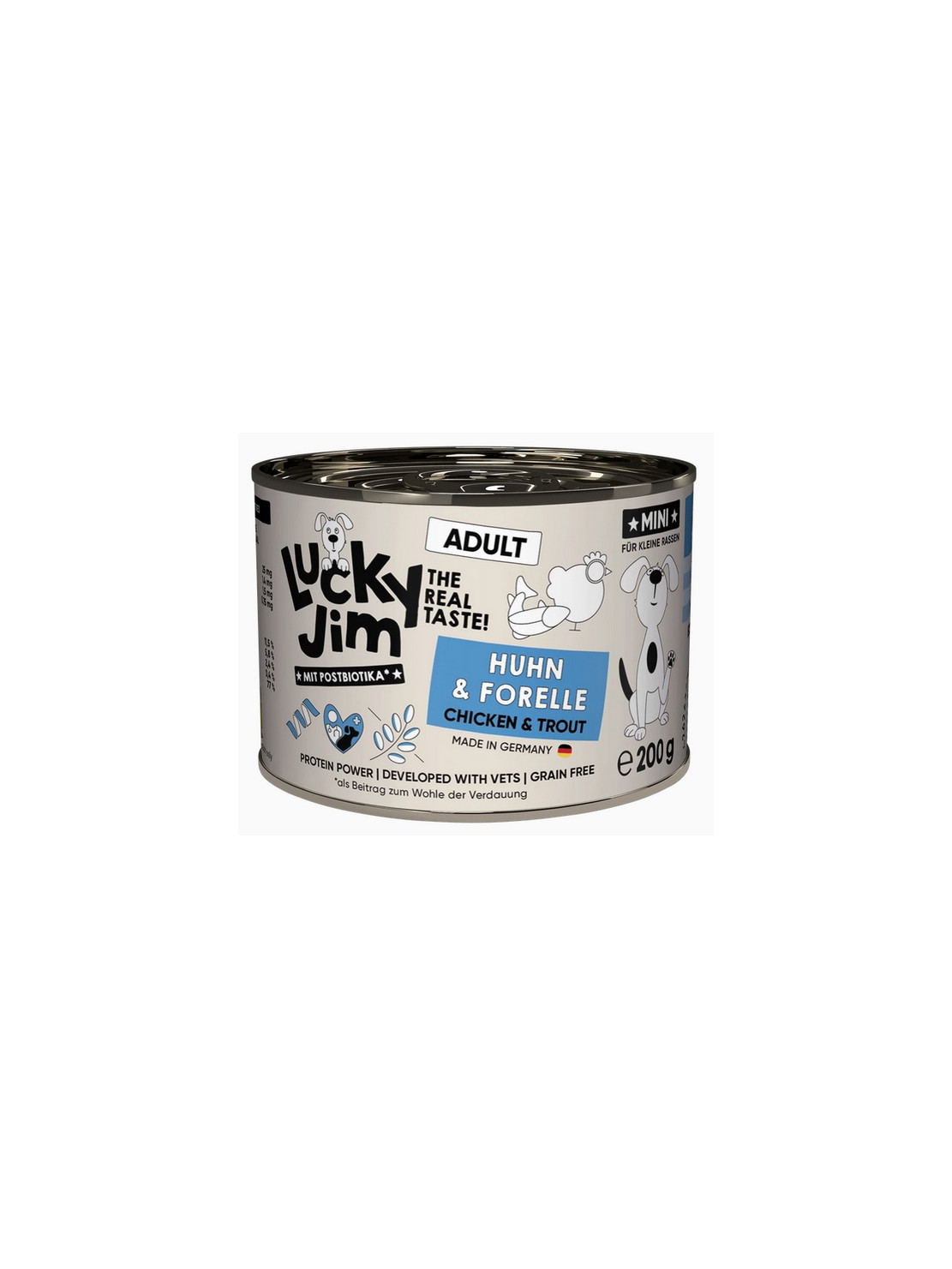 Lucky Jim Classic Mini Adult Kurczak i pstrąg puszka 200g
