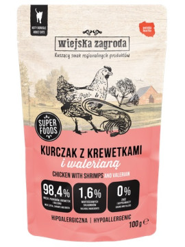 Wiejska Zagroda Kot Kurczak z krewetkami i walerianą saszetka 100g