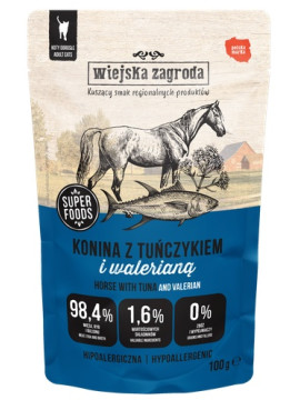 Wiejska Zagroda Kot Konina z tuńczykiem i walerianą saszetka 100g