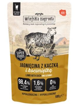 Wiejska Zagroda Kot Jagnięcina z kaczką i kocimiętką saszetka 100g