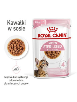 Royal Canin Kitten Sterilised karma mokra w sosie dla kociąt od 6 do 12 miesiąca życia, sterylizowanych saszetka 85g
