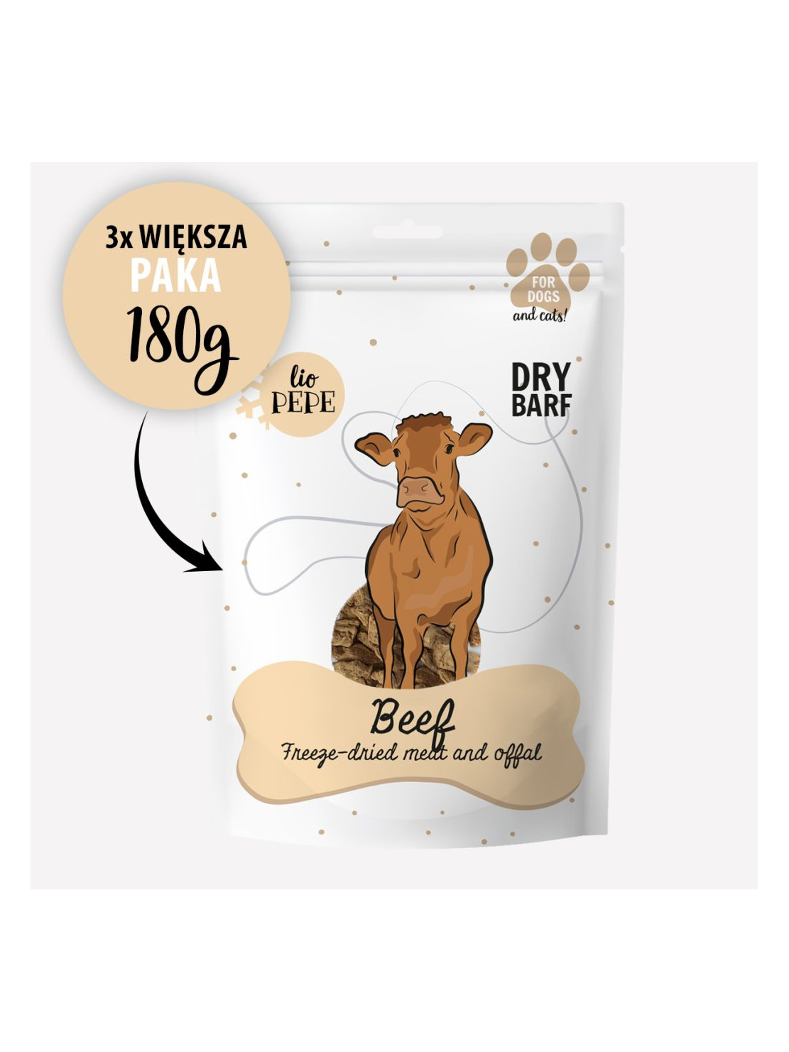 Przysmak dla psa i kota Lio PAKA ZWIERZAKA PEPE beef XL wołowina 180 g