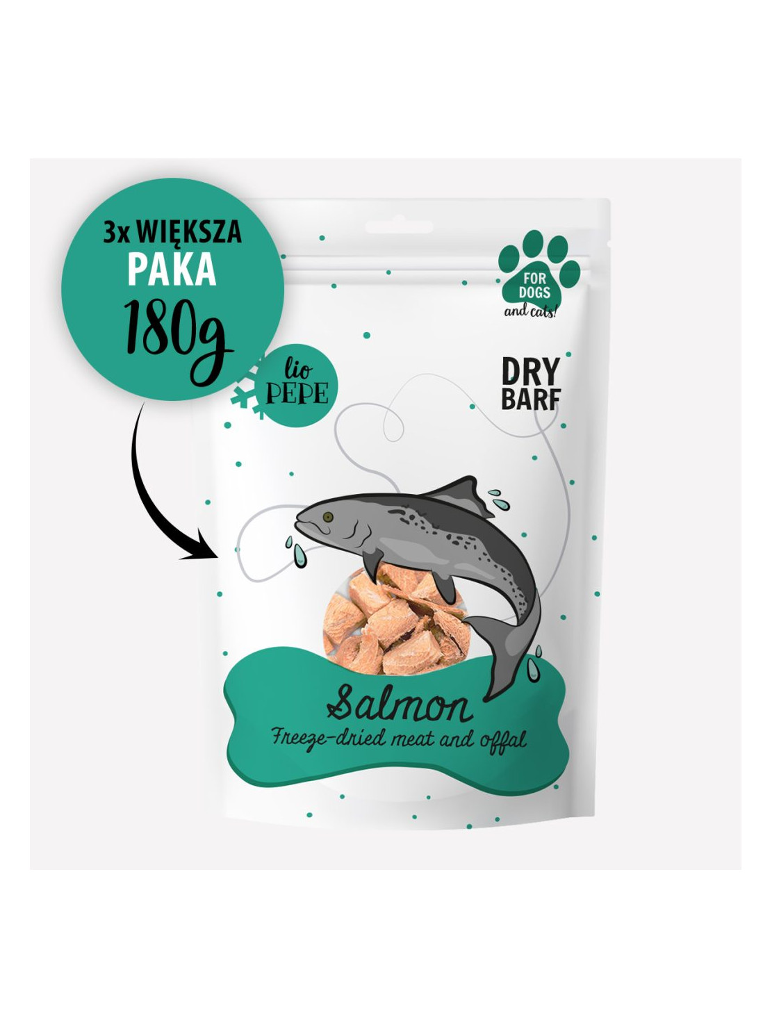 Przysmak dla psa i kota Lio PAKA ZWIERZAKA PEPE salmon filet z łososia 180 g