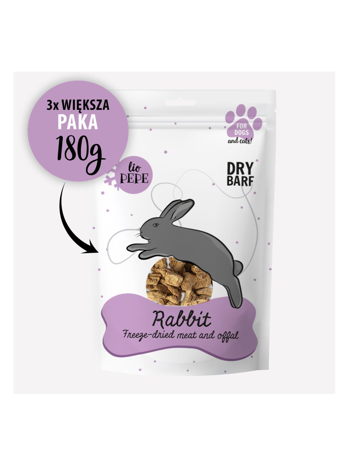 Przysmak dla psa i kota Lio PAKA ZWIERZAKA PEPE rabbit XL królicza wątróbka 180 g