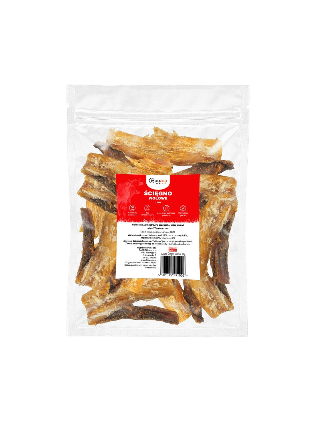 Gaczoo przysmak dla psa Ścięgno wołowe 1 kg