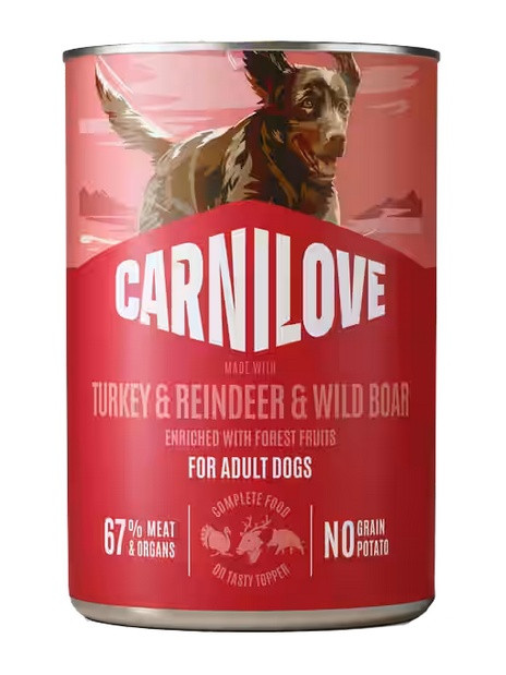 Carnilove Dog Turkey & Reindeer & Wildboar Adult - indyk, renifer i dzik puszka 400g