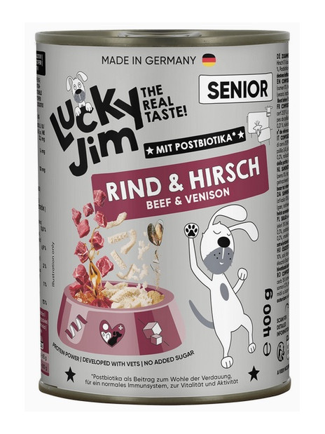 Lucky Jim Classic Senior Wołowina i jeleń puszka 400g