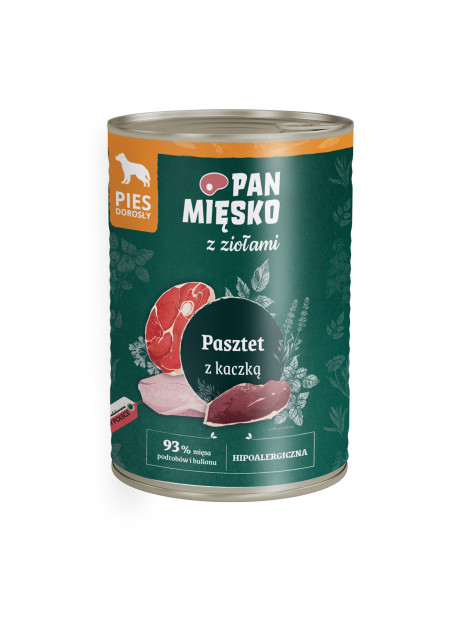 Pan Mięsko z Ziołami Pasztet z Kaczką 400g – Mokra karma bezzbożowa dla psa