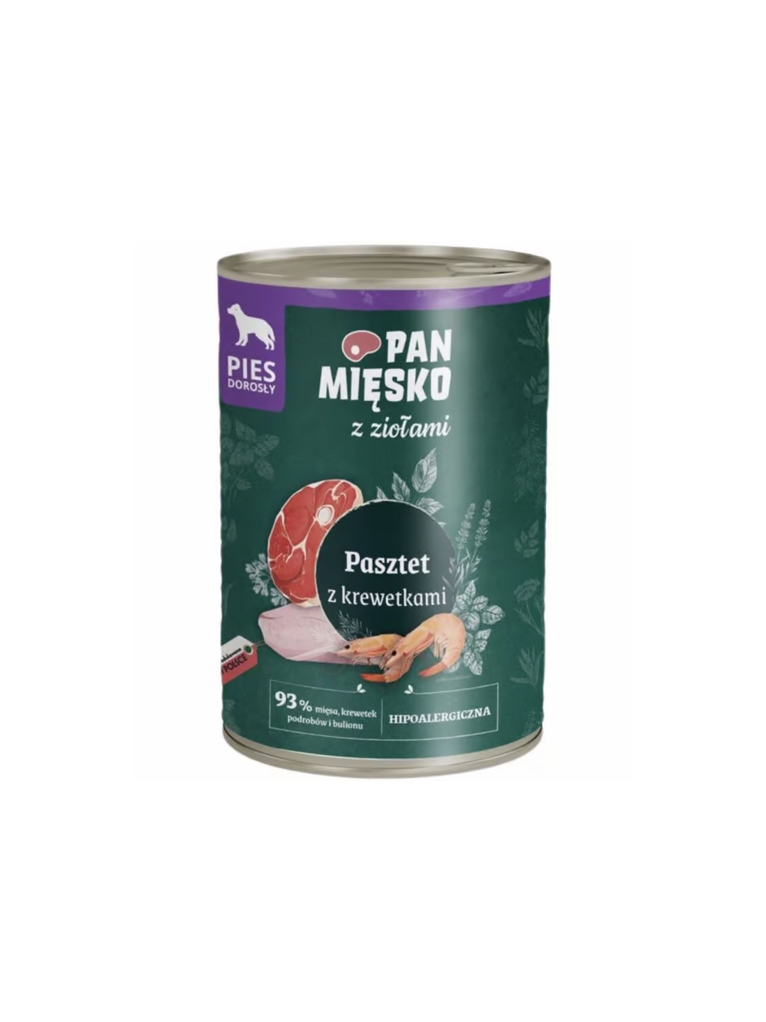 Pan Mięsko z Ziołami Pasztet z Krewetkami 400g – Mokra karma bezzbożowa dla psa