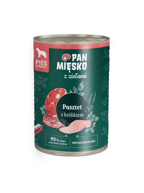 Pan Mięsko z Ziołami – Pasztet z królikiem 400 g | Mokra karma dla psa