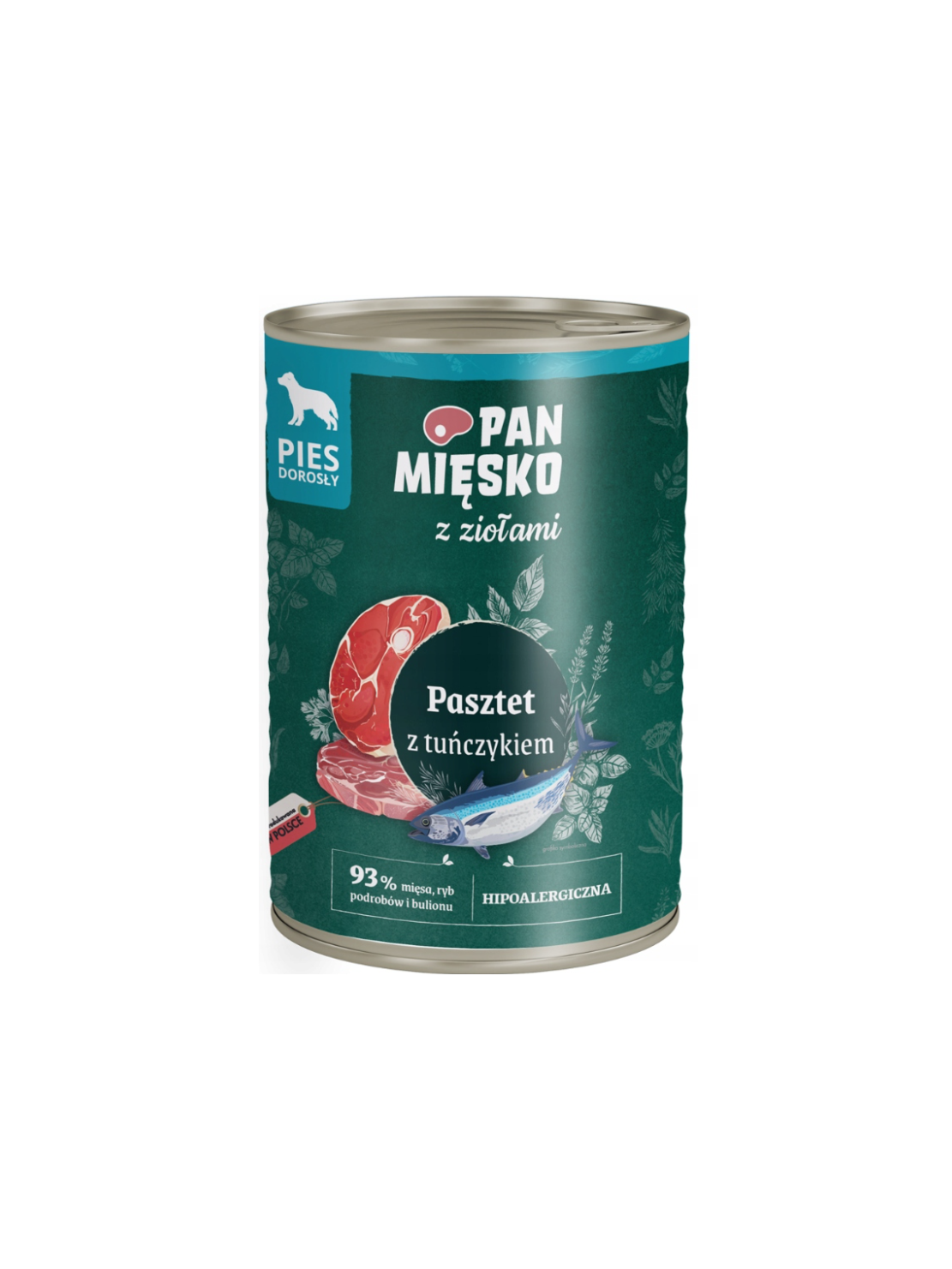 Pan Mięsko z Ziołami – Pasztet z tuńczykiem 400 g | Mokra karma dla psa dorosłego