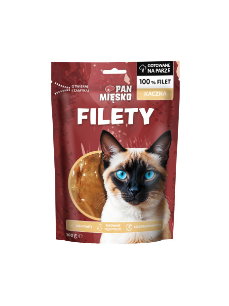 Pan Mięsko Filety z kaczki 100 g | Przysmak dla kota dorosłego