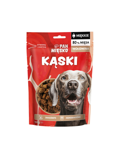 Pan Mięsko Miękkie kąski z wołowiną 100 g | Przysmak dla psa dorosłego