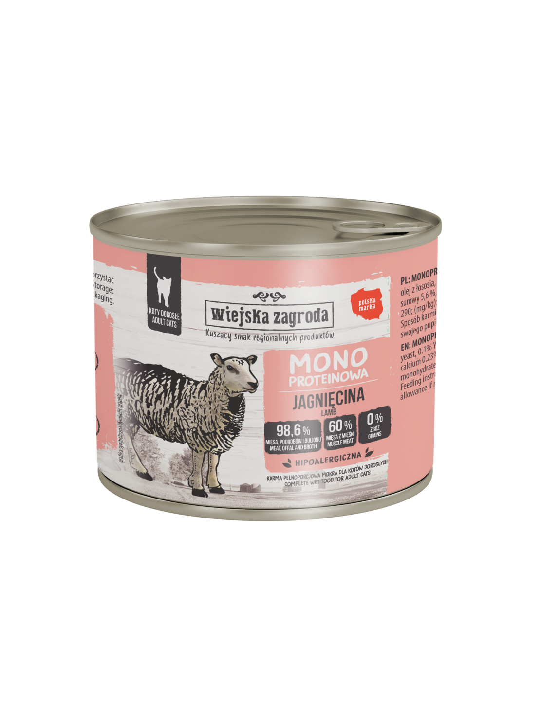 Wiejska Zagroda Jagnięcina monoproteinowa 200 g | Mokra karma dla kota dorosłego