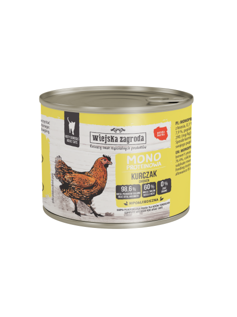 Wiejska Zagroda Kurczak monoproteinowa 200 g | Mokra karma dla kota dorosłego
