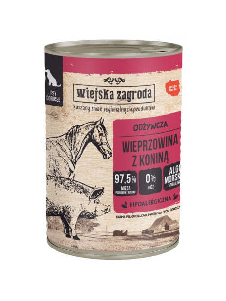 Wiejska Zagroda Mokra Karma dla Psa Wieprzowina z Koniną 400g