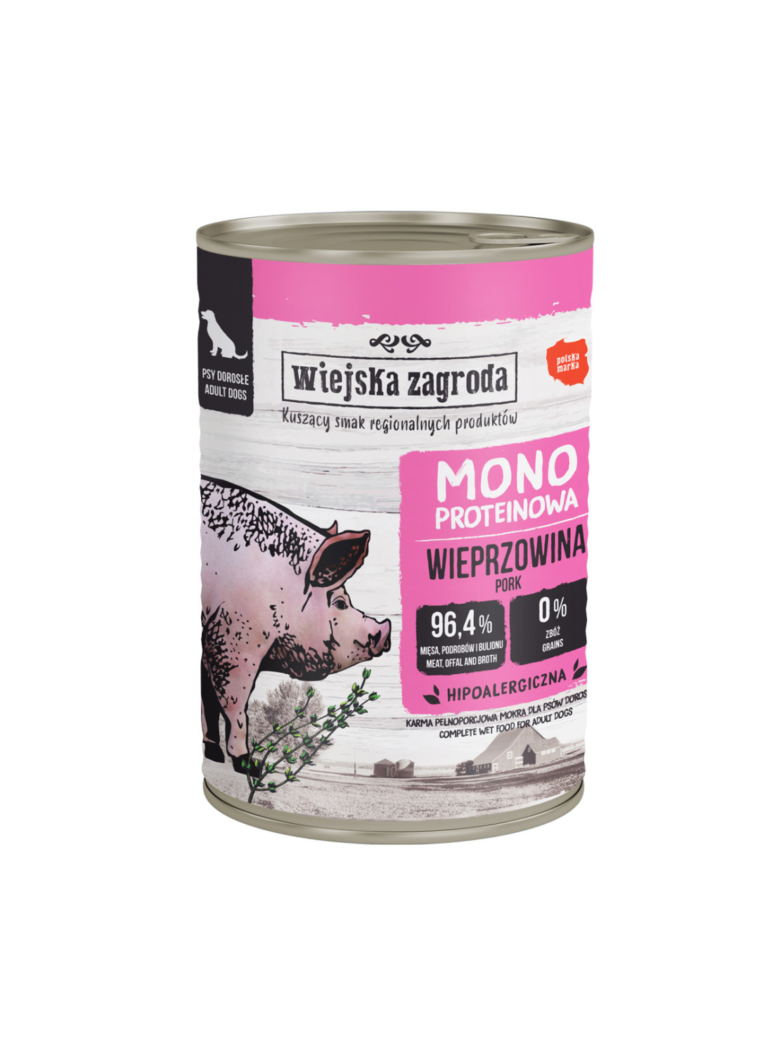 Wiejska Zagroda Monoproteinowa Mokra Karma dla Psa Wieprzowina 400g