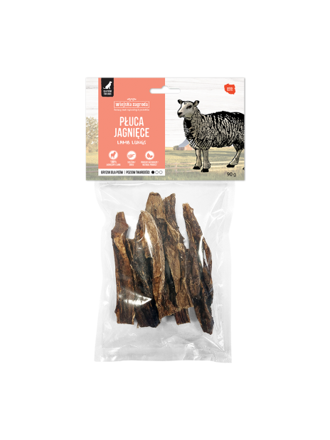 Wiejska Zagroda Naturalny Suszony Gryzak dla Psa Płuca Jagnięce 90g