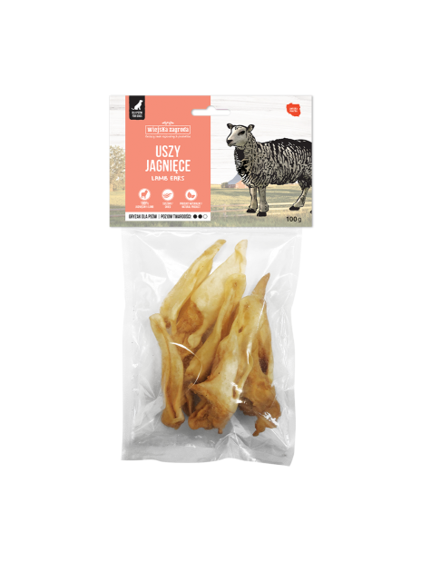 Wiejska Zagroda Naturalny Suszony Gryzak dla Psa Uszy Jagnięce 100g