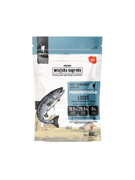 Wiejska Zagroda Monoproteinowa Sucha Karma dla Kota Łosoś 800g