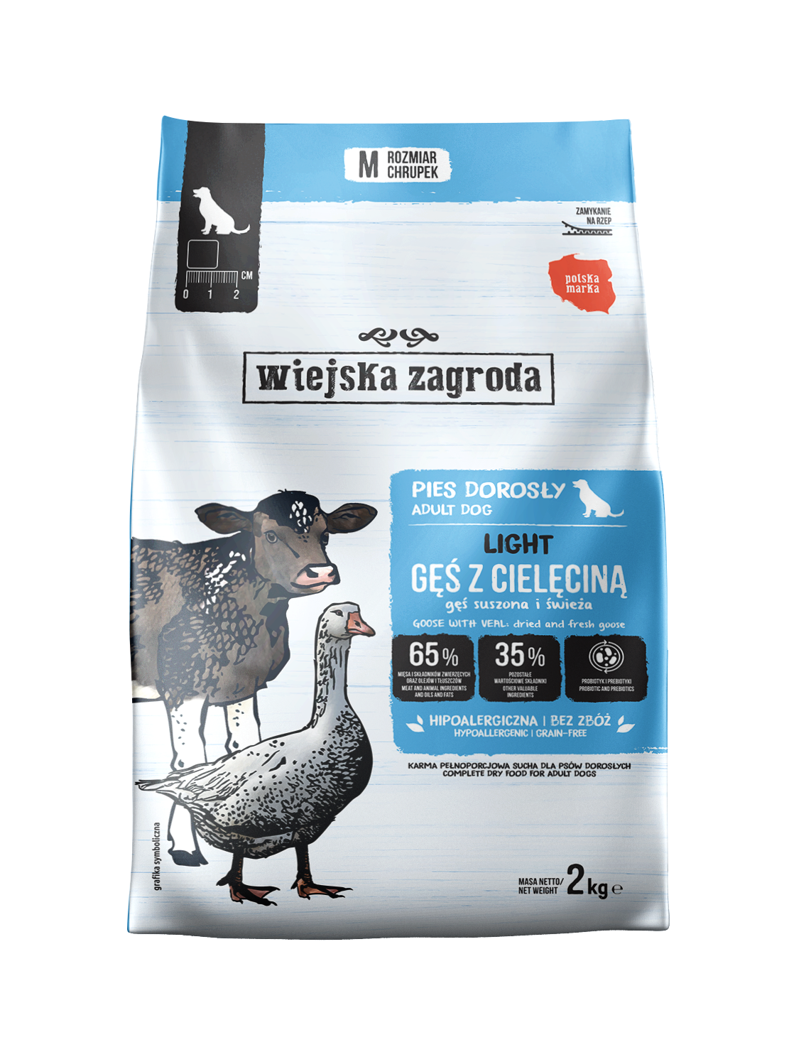 Wiejska Zagroda Light Sucha Karma dla Psa Gęsina z Cielęciną 2kg