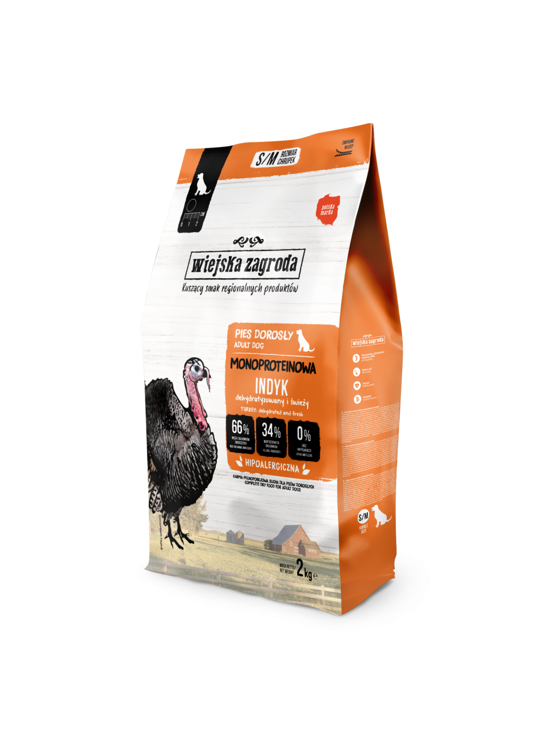 Wiejska Zagroda Monoproteinowa Sucha Karma dla Psa Indyk S/M 2kg