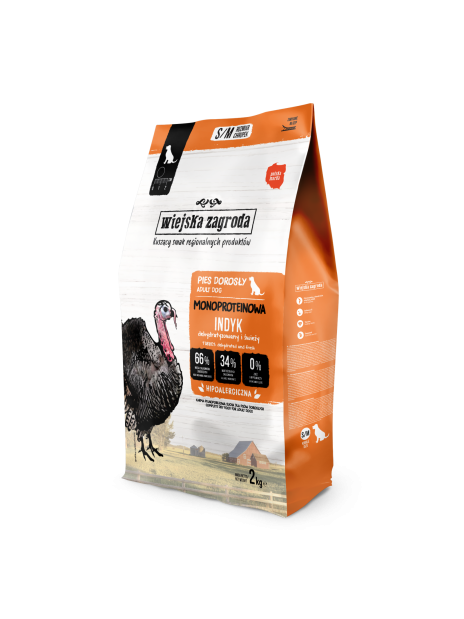 Wiejska Zagroda Monoproteinowa Sucha Karma dla Psa Indyk S/M 2kg