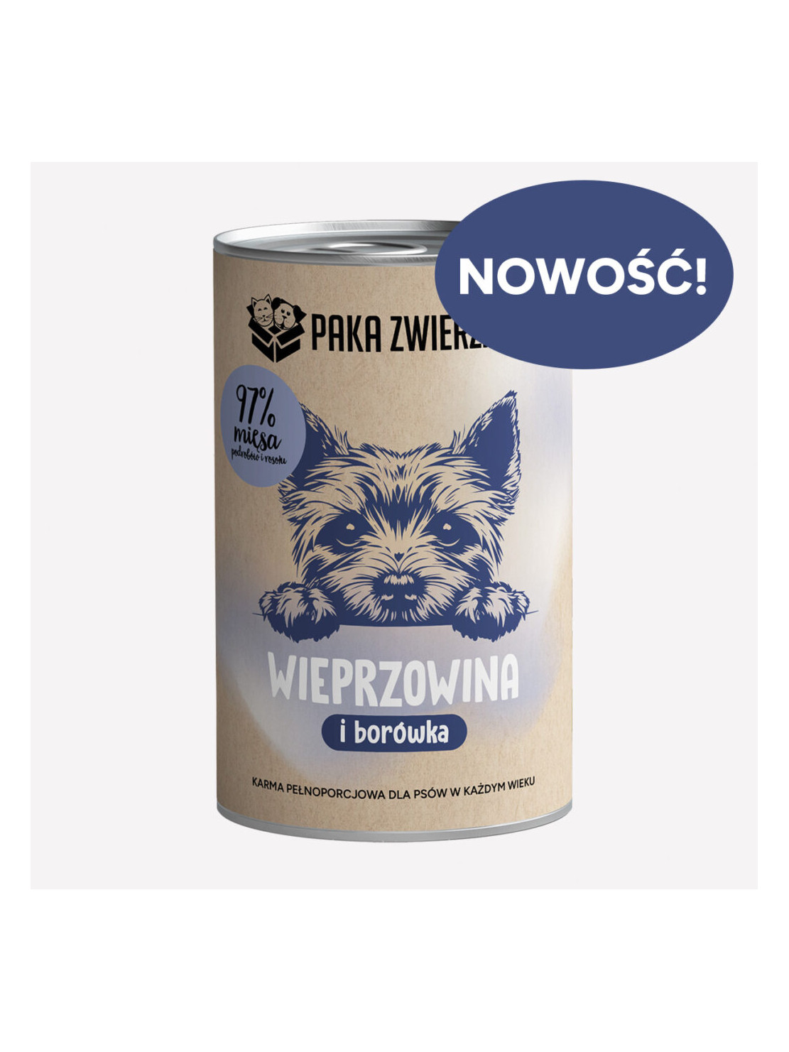 PAKA ZWIERZAKA Wieprzowina z Borówką 400 g | Monobiałkowa karma mokra dla psa