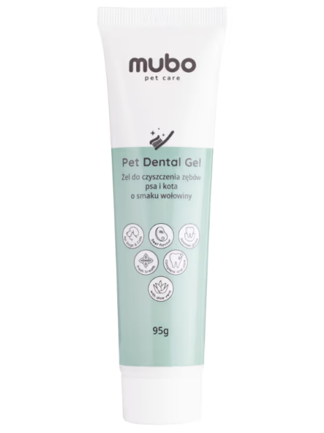 Mubo Pet Dental Gel 95g – Żelowa Pasta do Zębów dla Psa i Kota o Smaku Wołowiny
