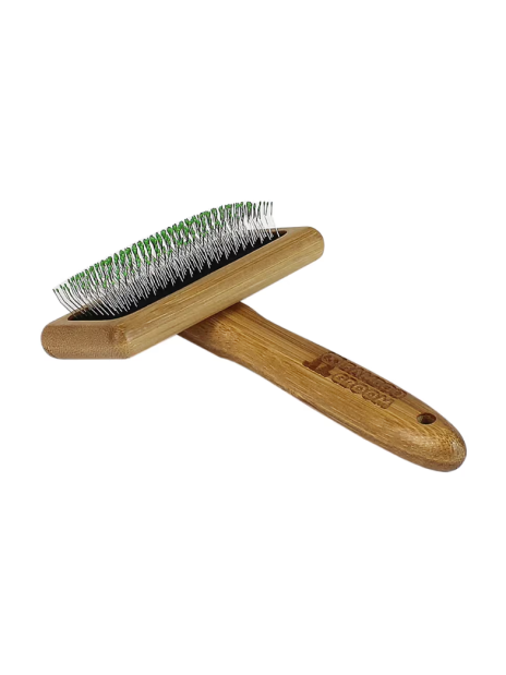 Bamboo Groom Soft Slicker Brush Medium – Ekologiczna, Bambusowa Szczotka Pudlówka z Bezpiecznymi Pinami (Rozmiar Średni)