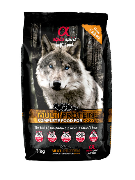 Alpha Spirit Multiprotein 3 kg – Miękka sucha karma dla psów wszystkich ras