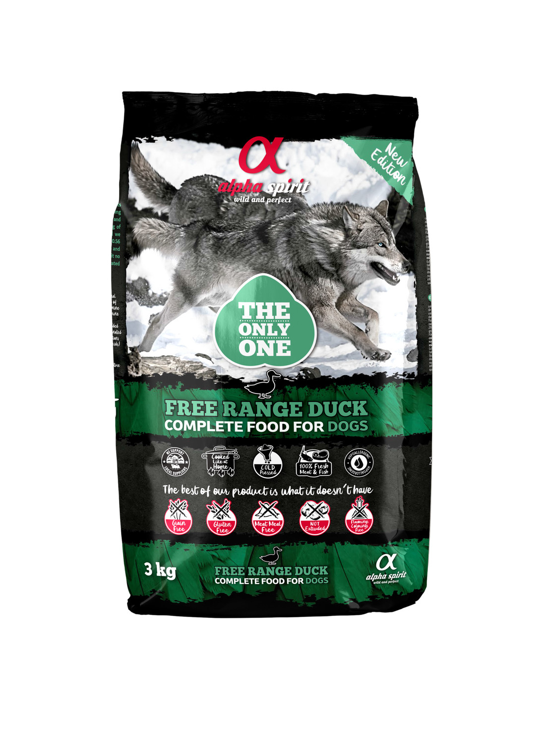 Alpha Spirit Free Range Duck 3 kg – Miękka sucha karma z kaczką dla psów wszystkich ras