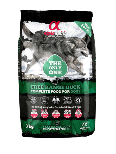 Alpha Spirit Free Range Duck 3 kg – Miękka sucha karma z kaczką dla psów wszystkich ras