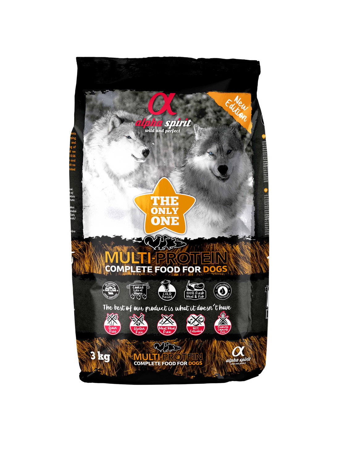 Alpha Spirit Multiprotein 3 kg – Chrupiąca sucha karma bezzbożowa dla psów wszystkich ras