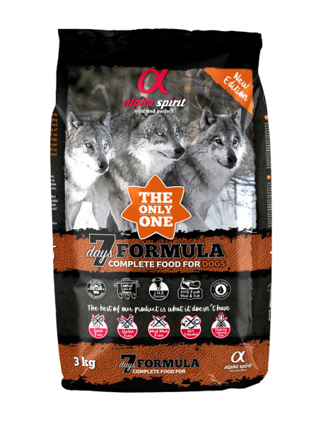 Alpha Spirit 7 Days Formula 3 kg – Chrupiąca sucha karma bezzbożowa dla psów wszystkich ras