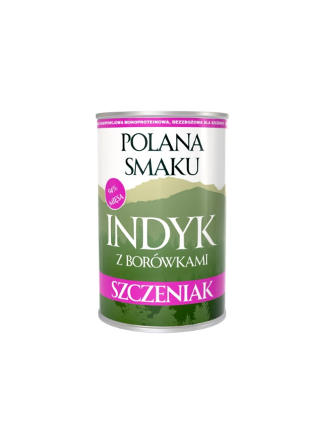 Polana Smaku JUNIOR Indyk z borówkami 400g – Monobiałkowa karma mokra dla szczeniąt