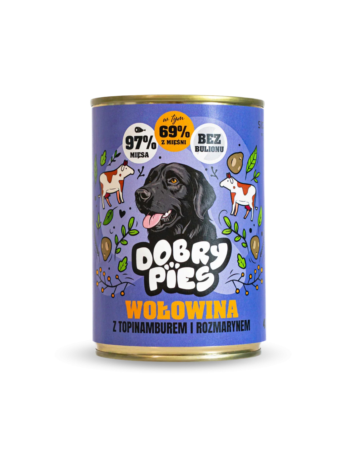 Dobry Pies – Mokra karma dla psa Wołowina z wieprzowiną, topinamburem i rozmarynem 400g