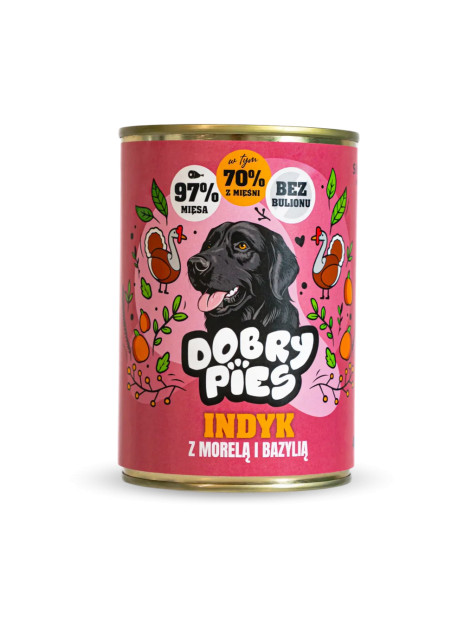 Dobry Pies – Mokra karma dla psa Indyk z morelą i bazylią 400g
