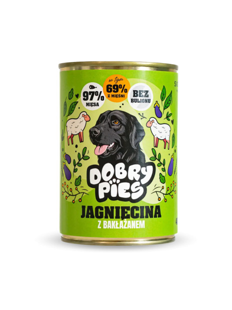 Dobry Pies – Mokra karma dla psa Jagnięcina z bakłażanem 400g