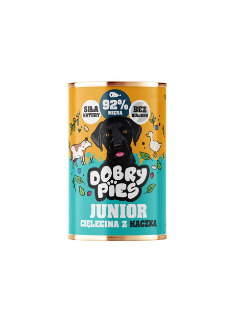 Dobry Pies Junior – Mokra karma dla szczeniąt Cielęcina z kaczką 400g