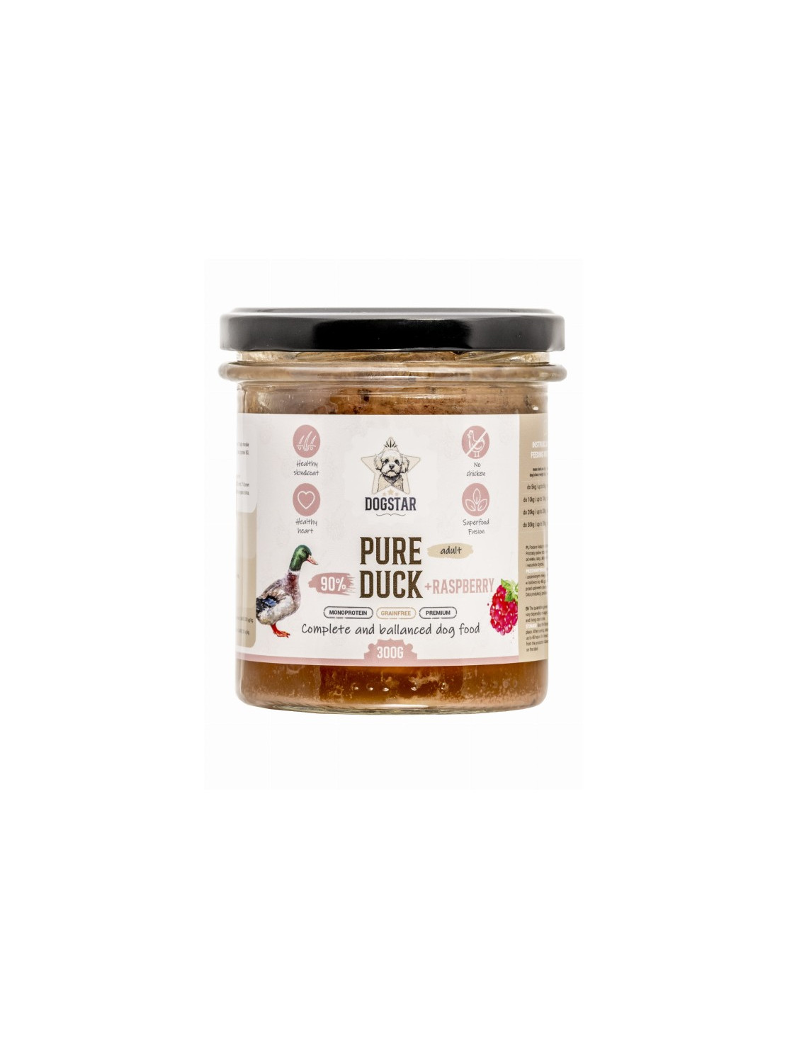 DOGSTAR PURE Kaczka z Malinami 300 g | Karma mokra dla psa