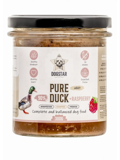 DOGSTAR PURE Kaczka z Malinami 300 g | Karma mokra dla psa