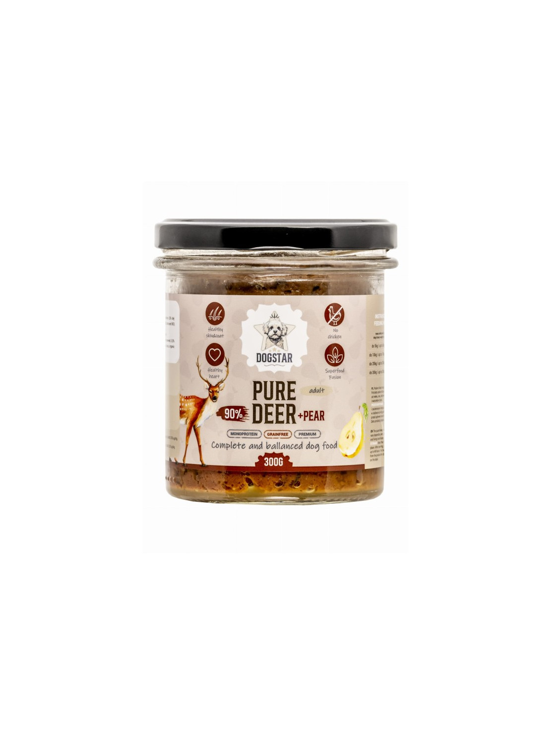 DOGSTAR PURE Jeleń z Gruszką 300 g | Karma mokra dla psa