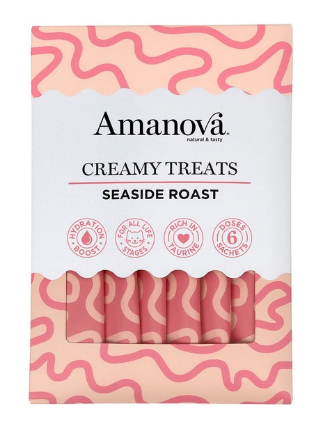 Amanova Cat Creamy Treats Seaside Roast Tuna & Chicken liver - tuńczyk i wątróbka 6x15g