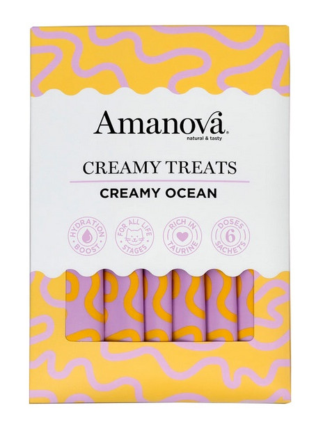 Amanova Cat Creamy Treats  Creamy Ocean Tuna & Goat milk - tuńczyk i mleko kozy 6x15g