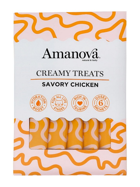 Amanova Cat Creamy Treats Savory Chicken - kurczak 6x15g
