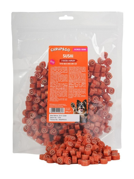 Chrup&Go Przysmak dla psa Sushi kaczka & dorsz 500g