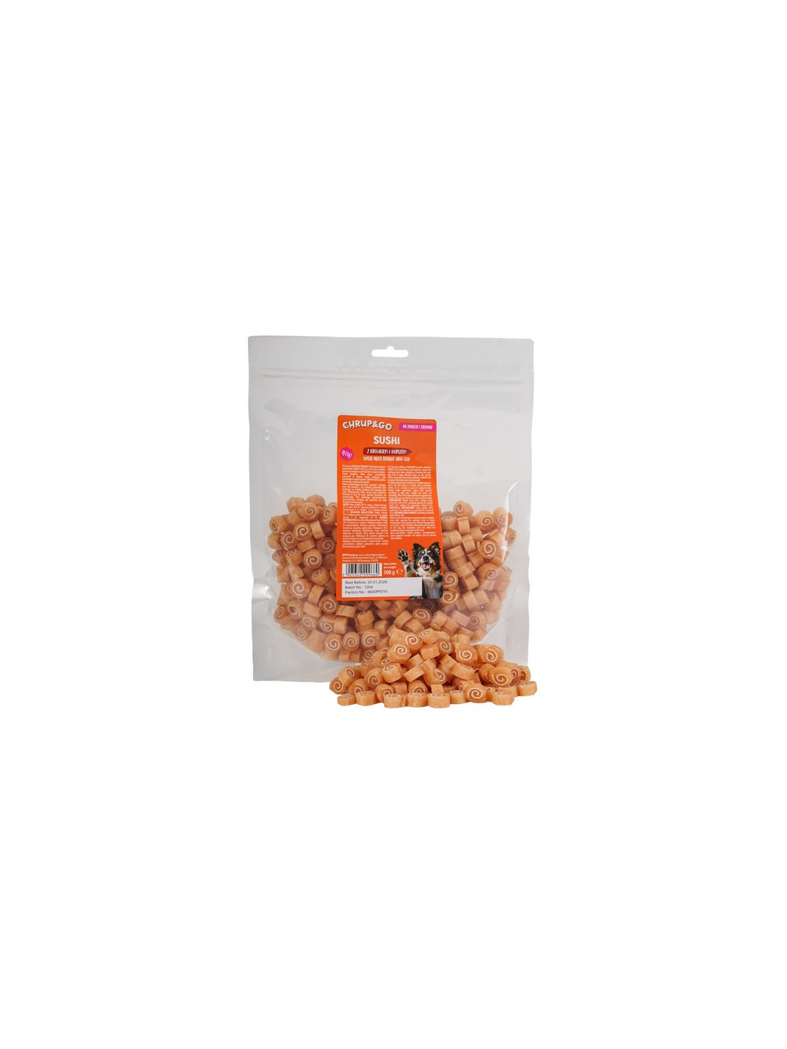 Chrup&Go Przysmak dla psa Sushi królik & dorsz 500g