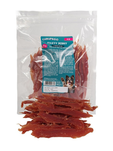 Chrup&Go Przysmak dla psa Filety Jerky z piersią kaczki 500g